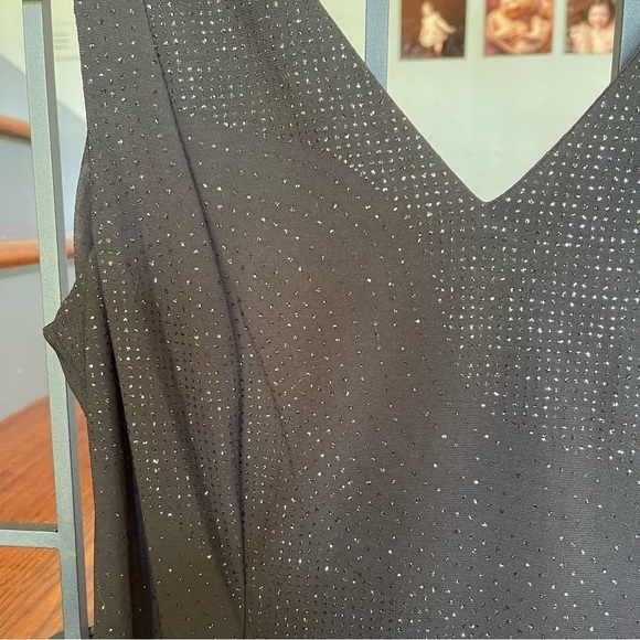 Calvin Klein Glitter Knit Sheath V Neck Black Midi Dress 6 NWT - Picture 11 of 14